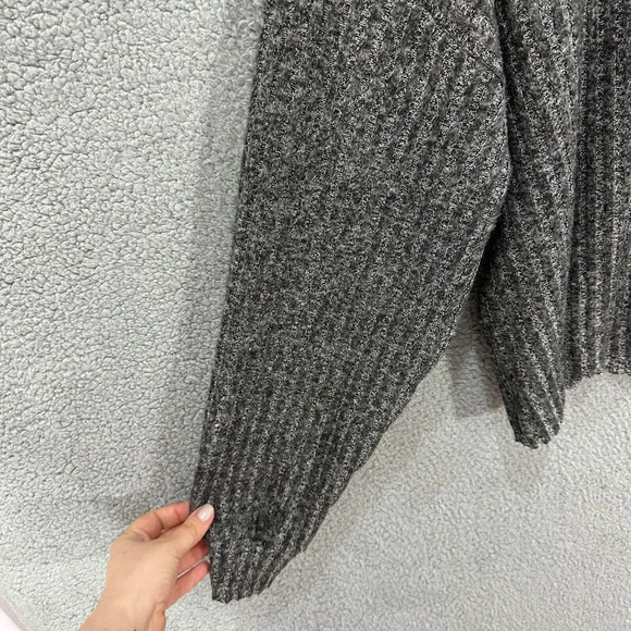 Zara trafaluc sweater womens medium gray balloon sleeve ribbed knit oversized - Picture 3 of 6